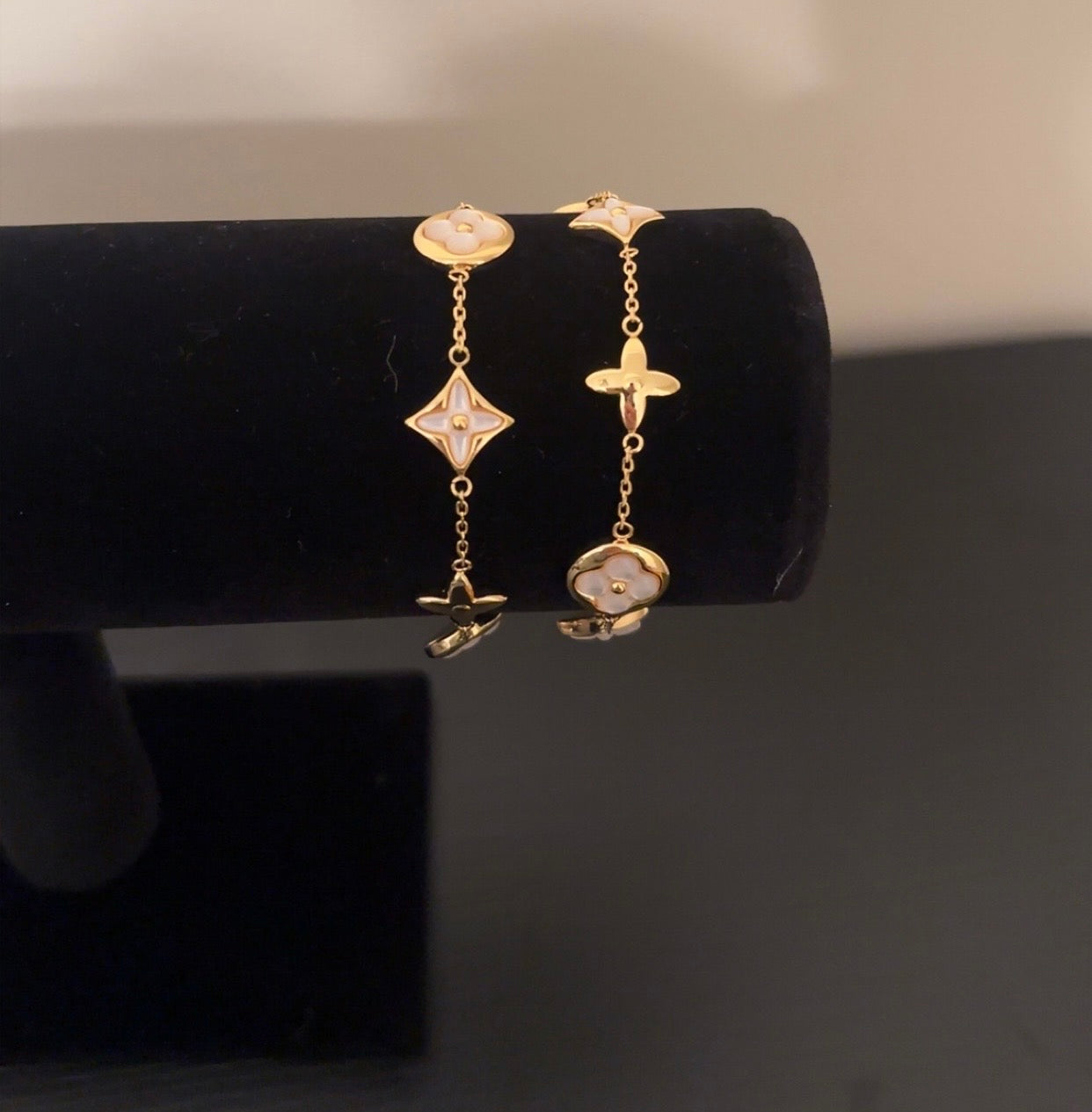 Gold Monogram Pearl Bracelets