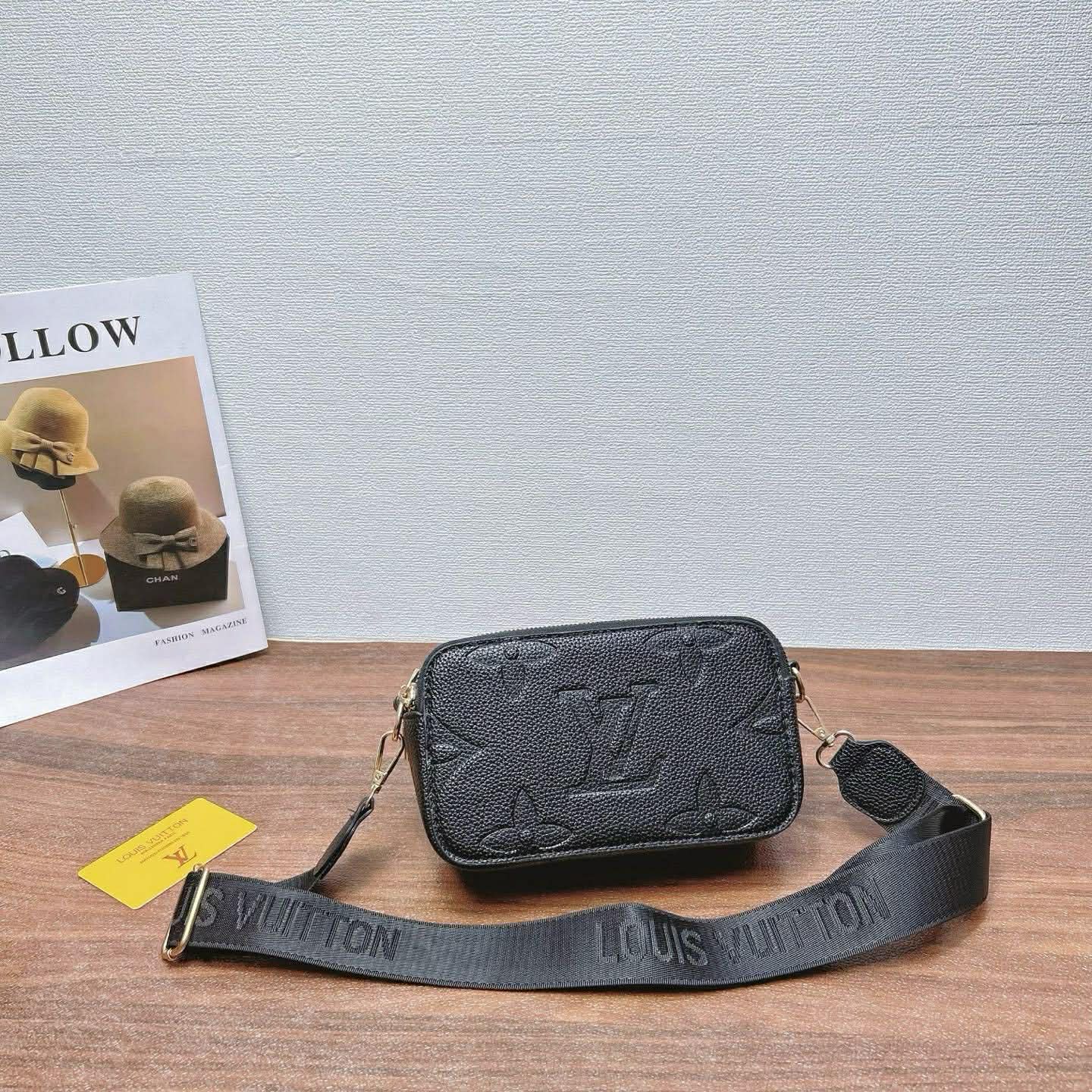 SALE π - Black Monogram Rectangle Crossbody