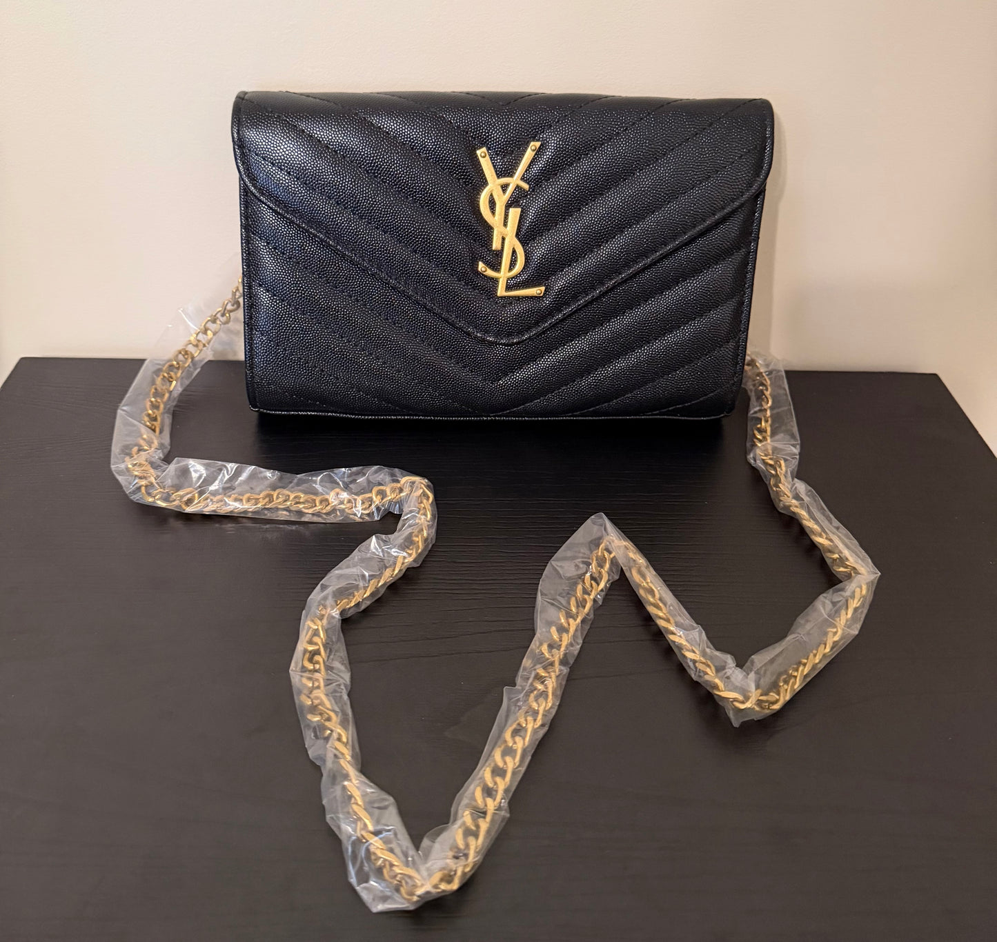 Y $ Black/Gold Wallet Bag