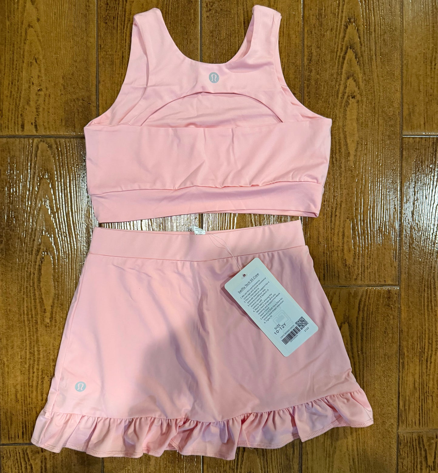 π Kids Light Pink Ruffle Tank/Skirt Athletic Set