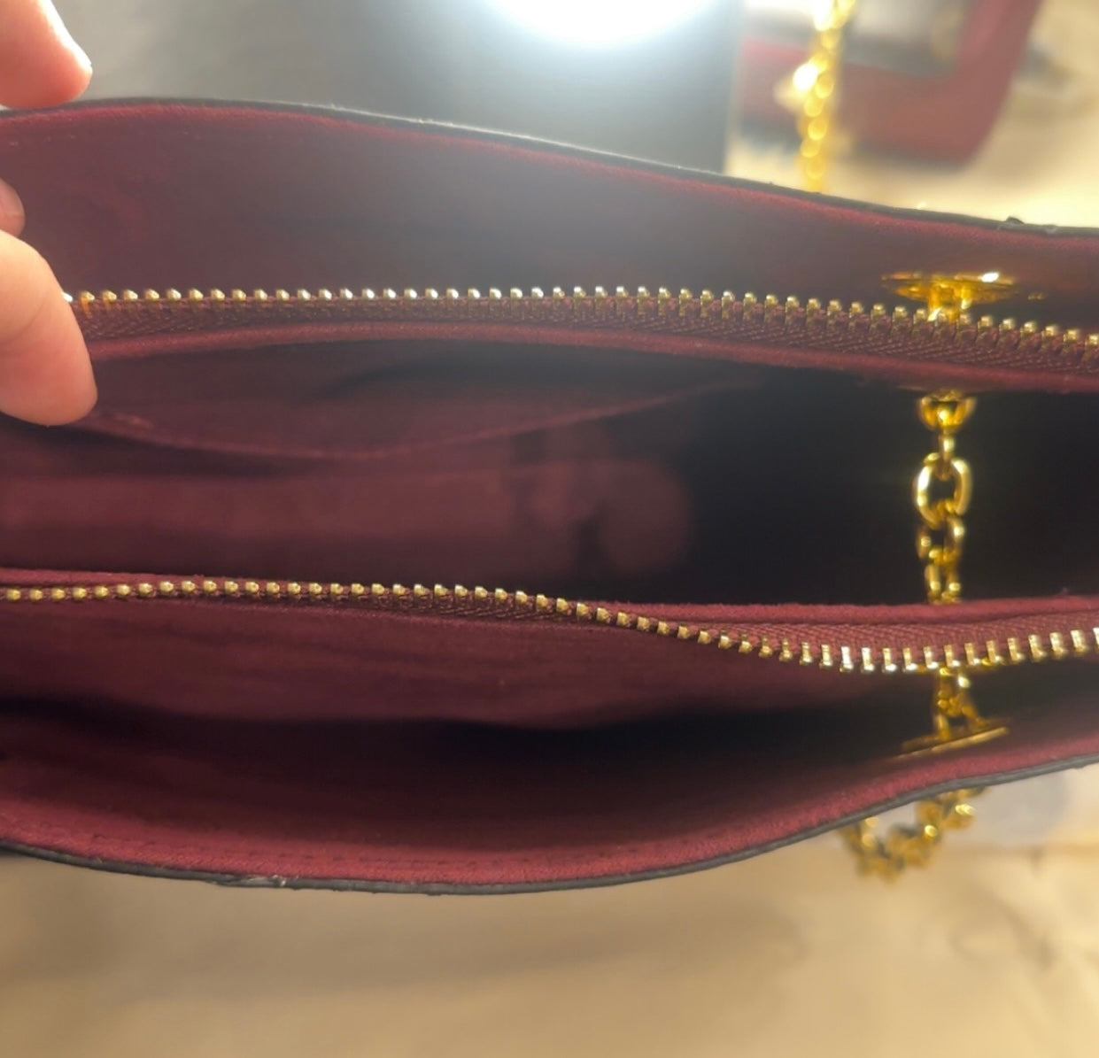 Burgundy Monogram Shoulder Bag