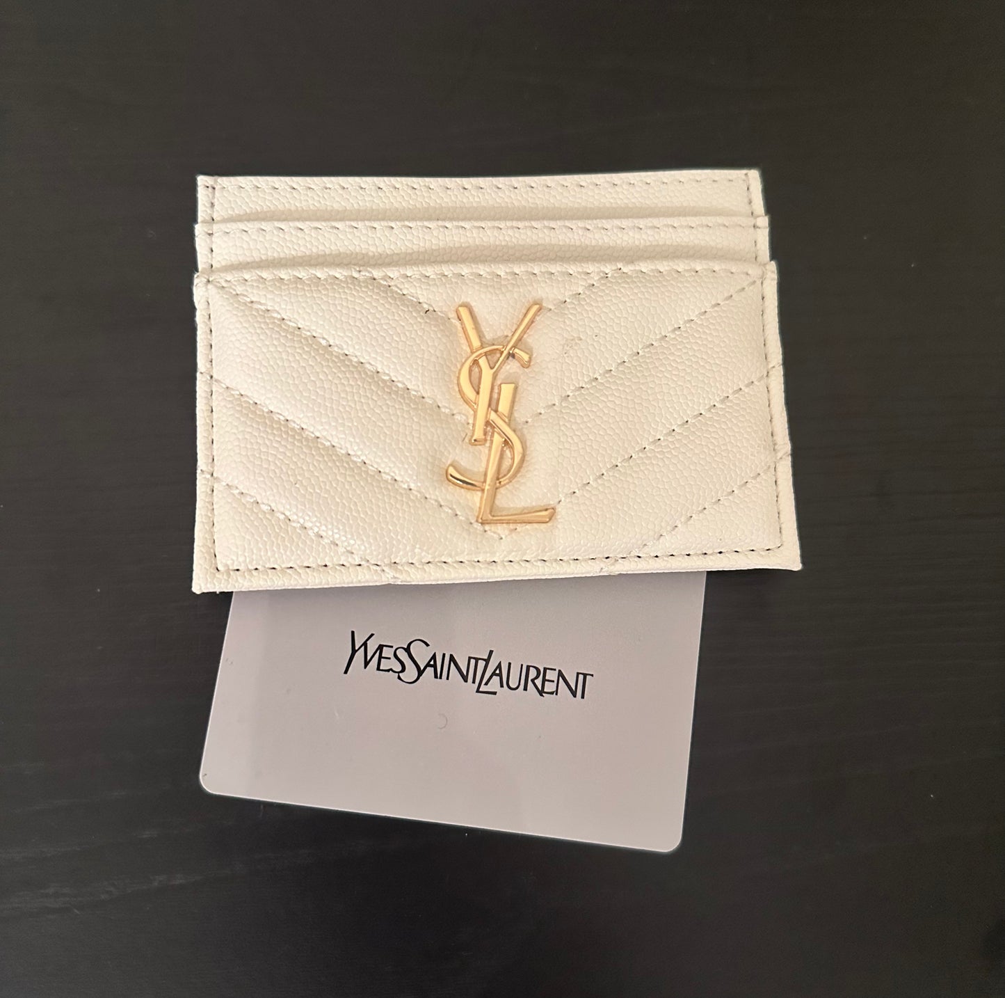 White/Gold Y $ Card Holder