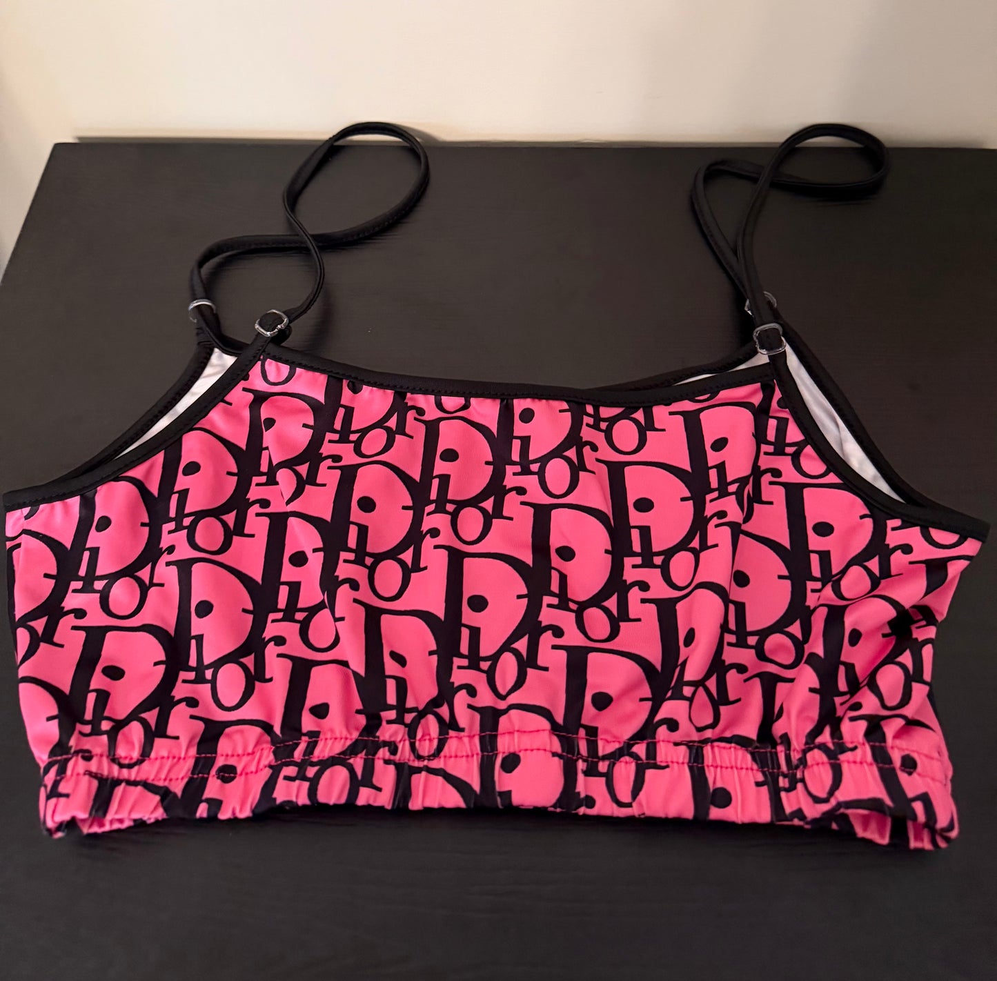 πΏ Pink/Black Cropped Tank Top - M