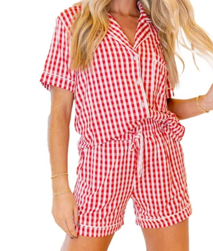 Lulu Mac Red Gingham Pajama Set