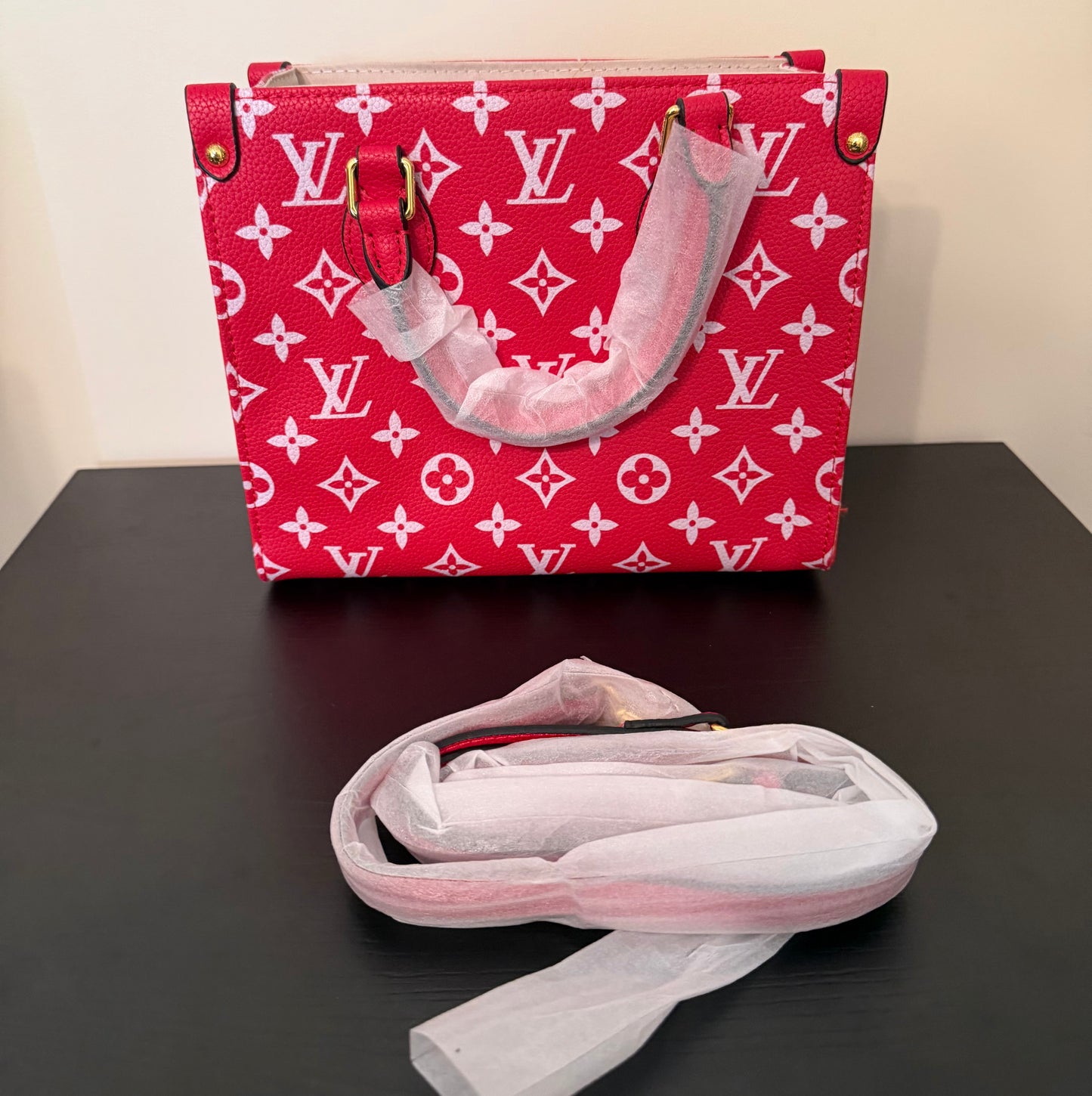 Monogram Small Red/White On the Move Tote