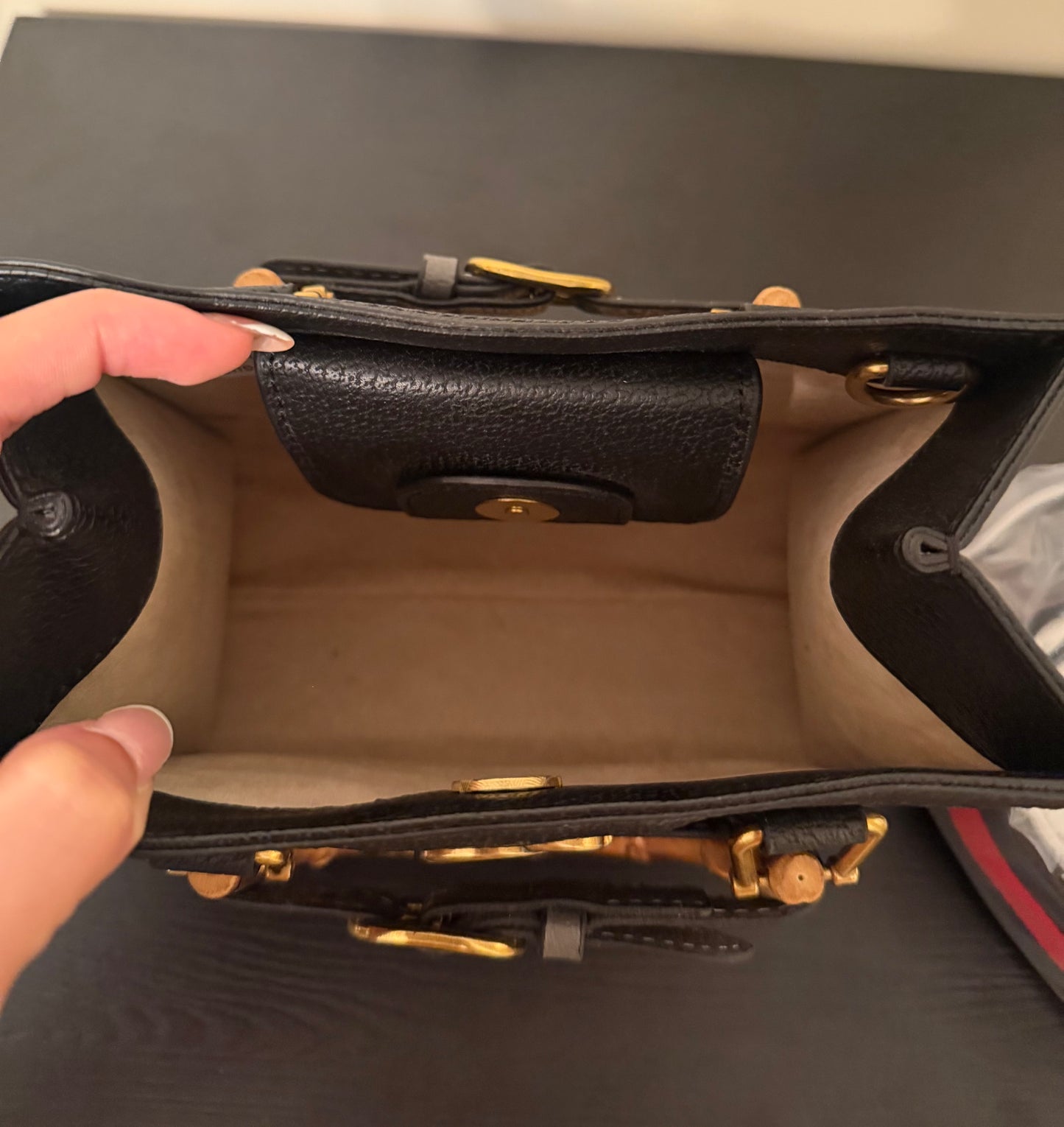 Double G Black/Gold Mini Diana Tote