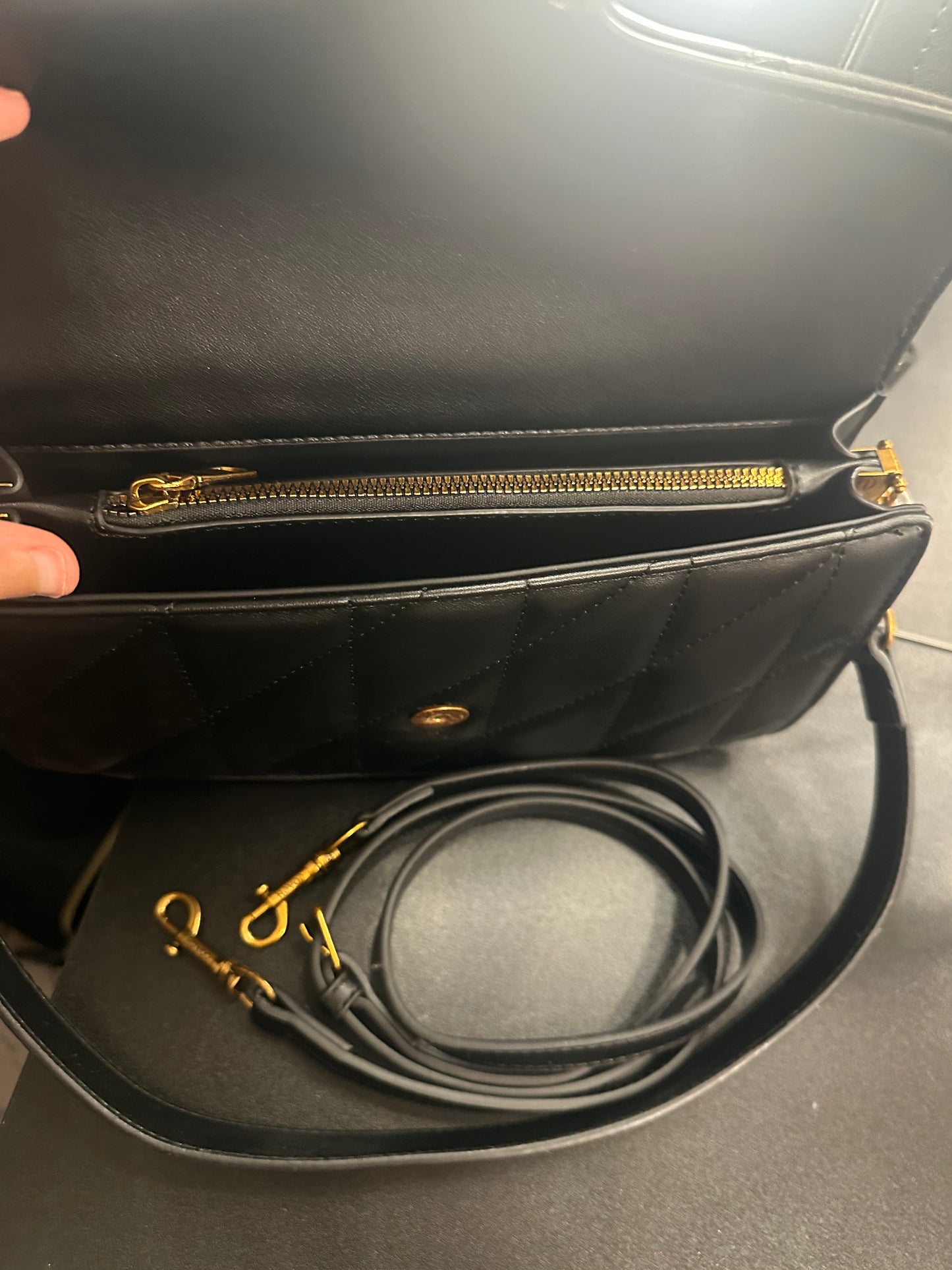 Signature C Black & Gold Quilted Tab Bag