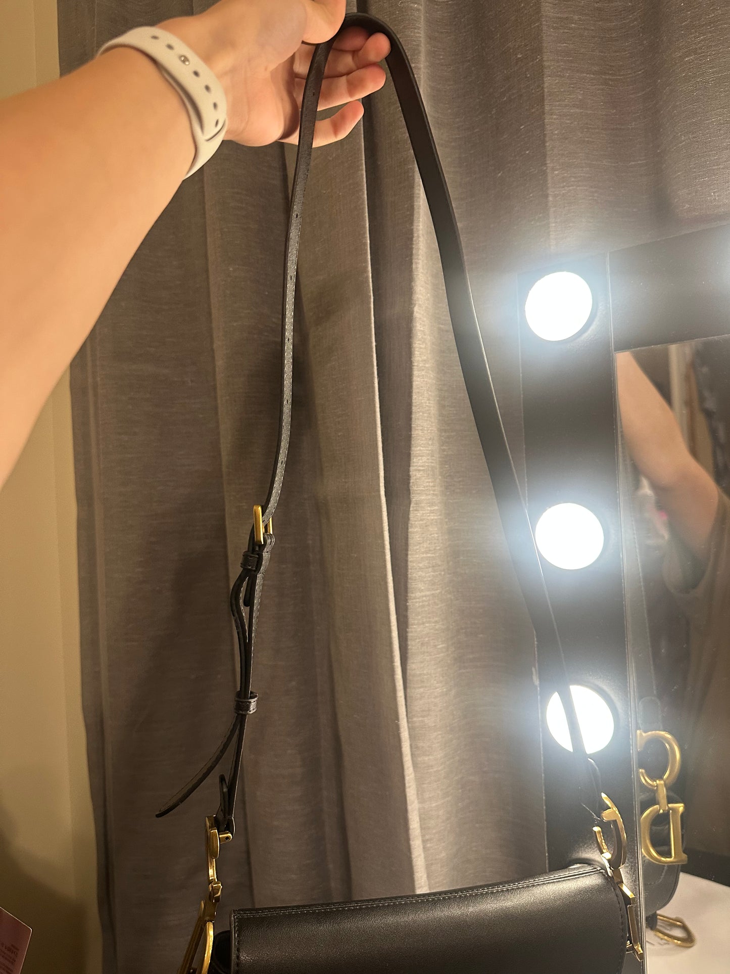 Black & Gold Chic Curve Saddle Bag (Only Long Strap)