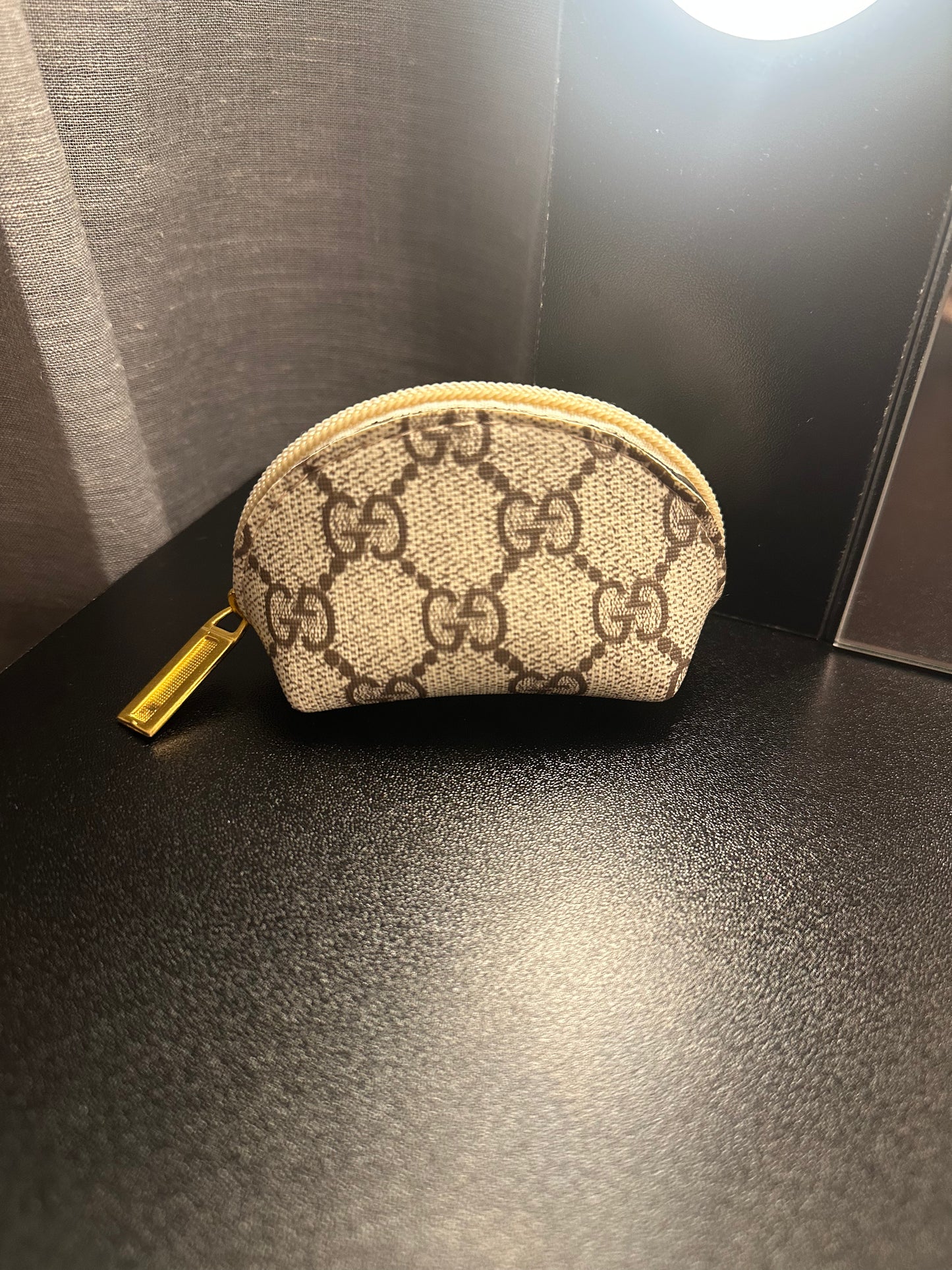 Double G Cream/Brown Coin Pouch