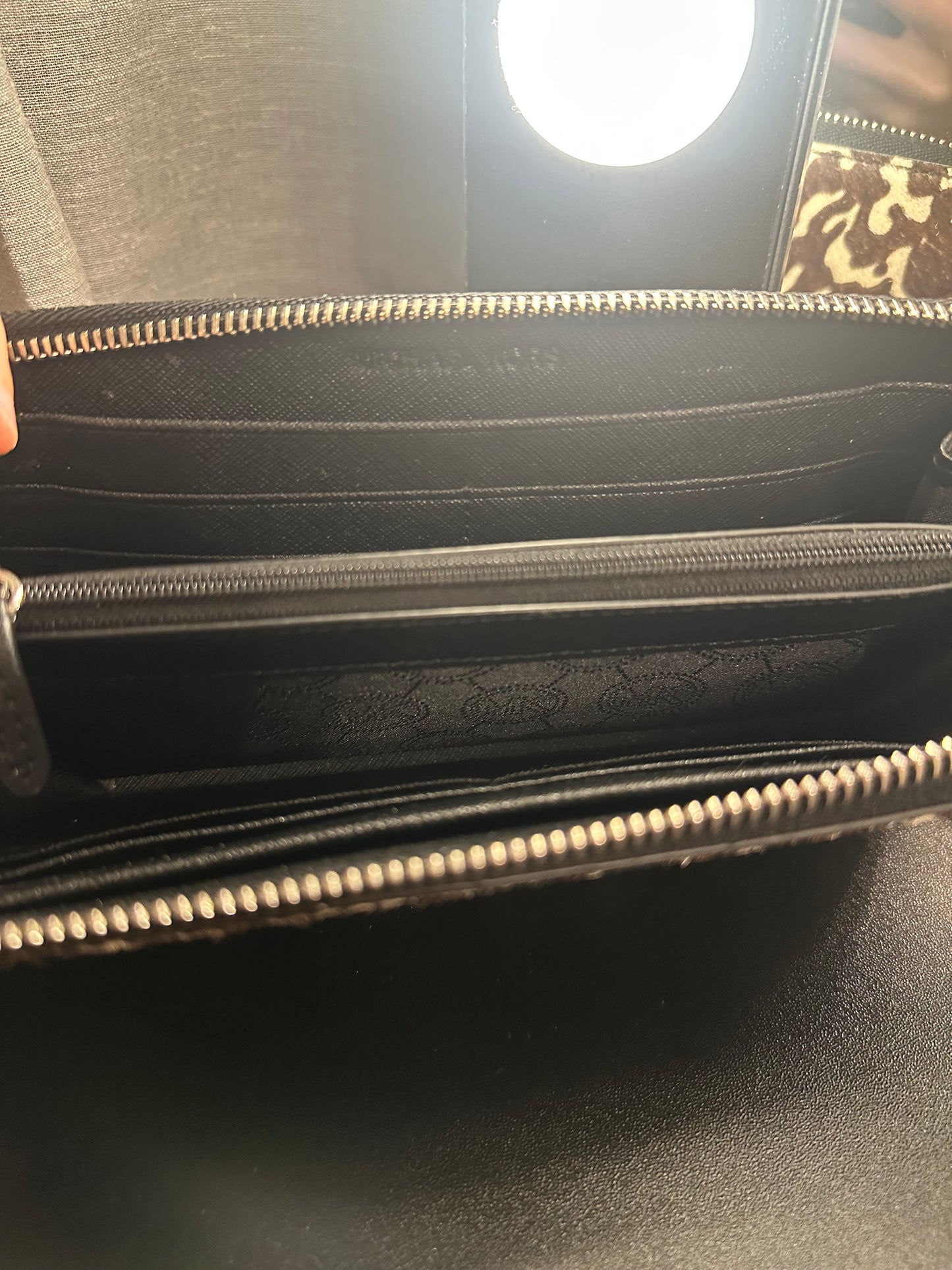 M K Cow Print Zip Wallet