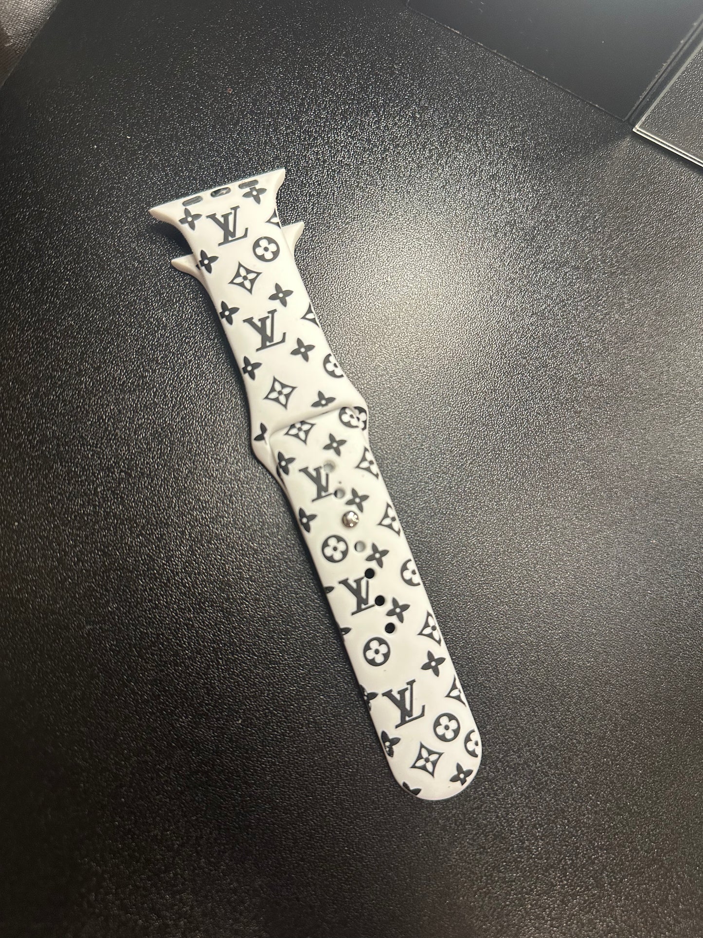 White/Black Monogram Watch Band (42/44MM)