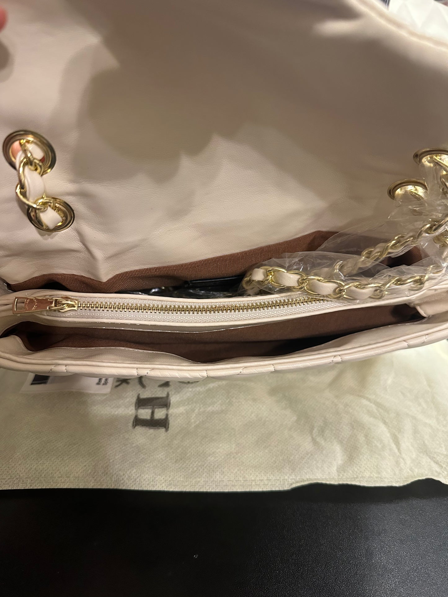 White Signature C Quilted Tab Bags