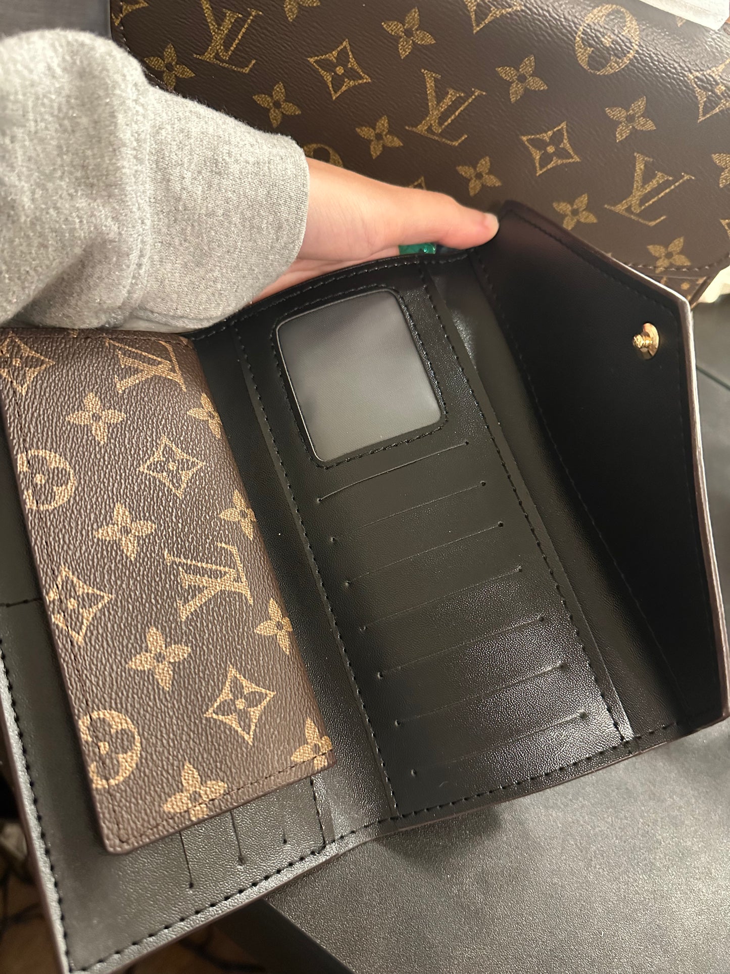 Brown Monogram Signature Snap Bag & Wallet Combination Set