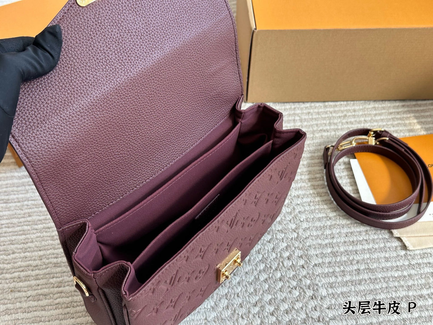 Burgundy Monogram Signature Snap Bag