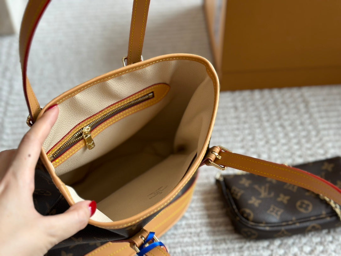 Brown Monogram Mini Bucket Handbag
