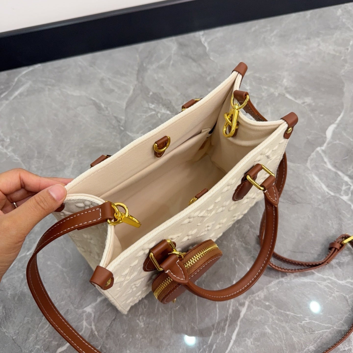Monogram Cream/Brown On the Move Tote