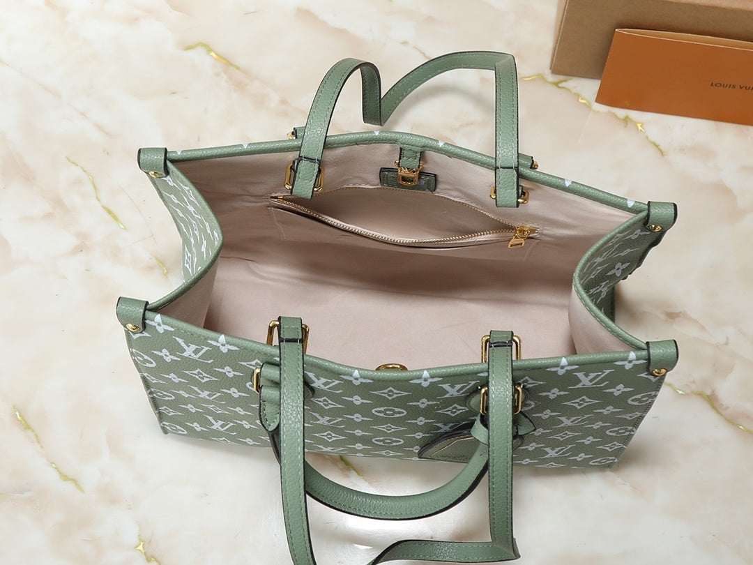 Monogram Green/White On the Move Totes