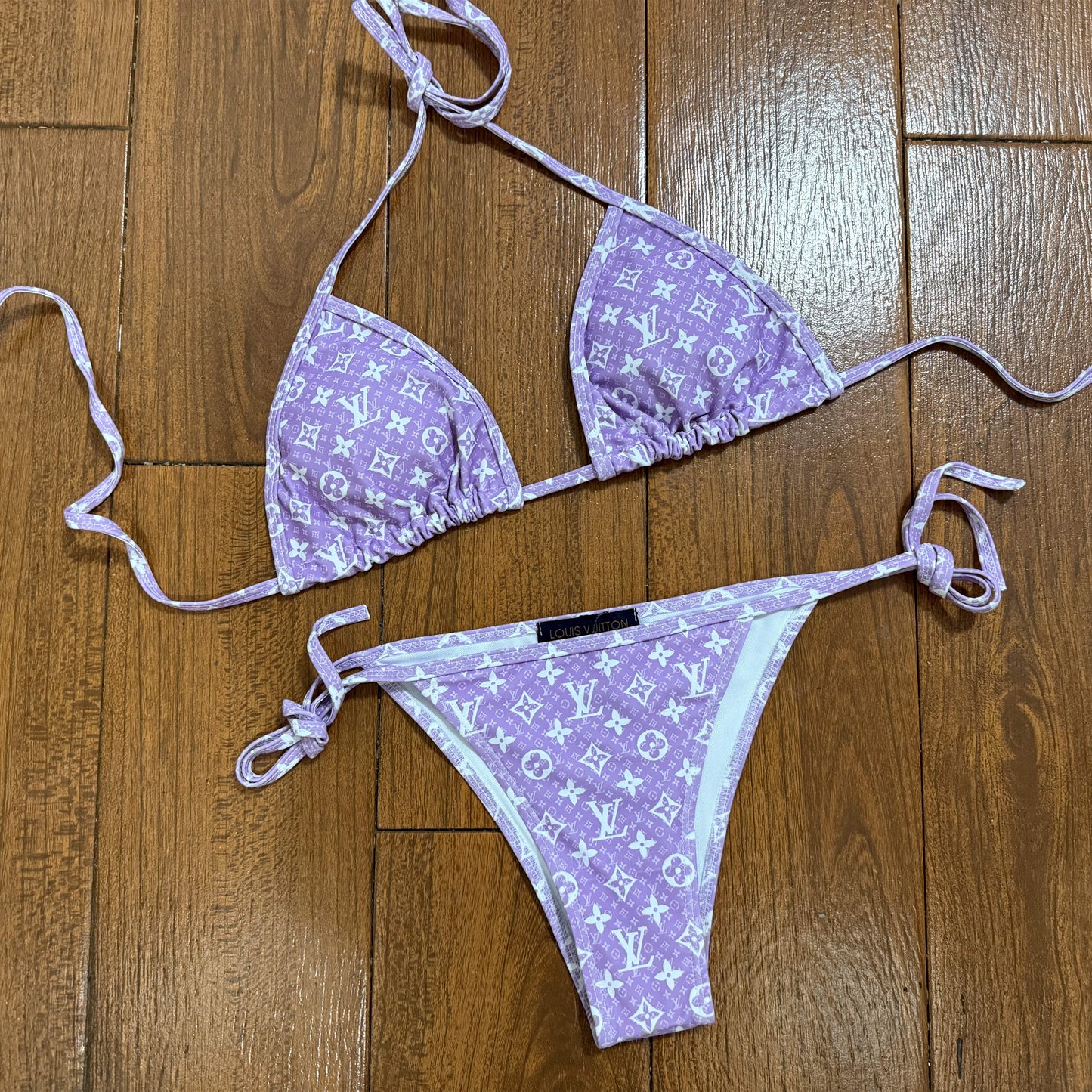 Monogram Purple/White Bikini Bathing Suit