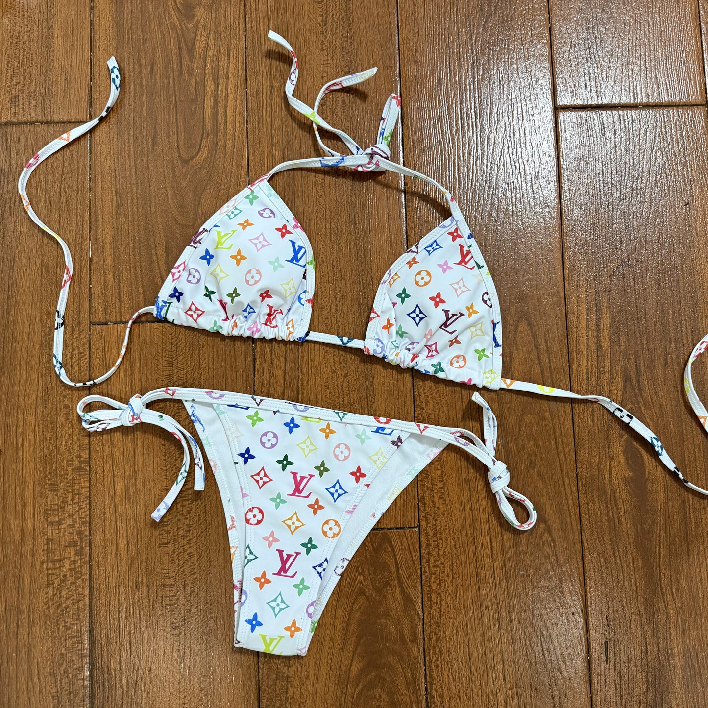Monogram White/Rainbow Bikini Bathing Suit