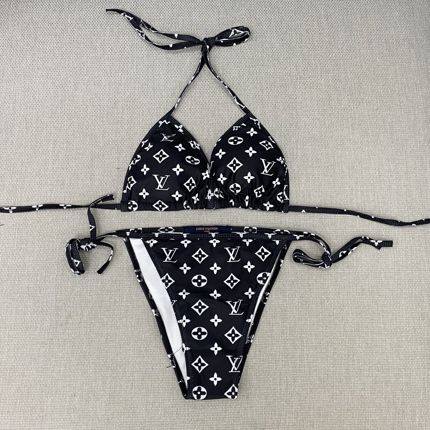 Monogram Black/White Bikini Bathing Suit