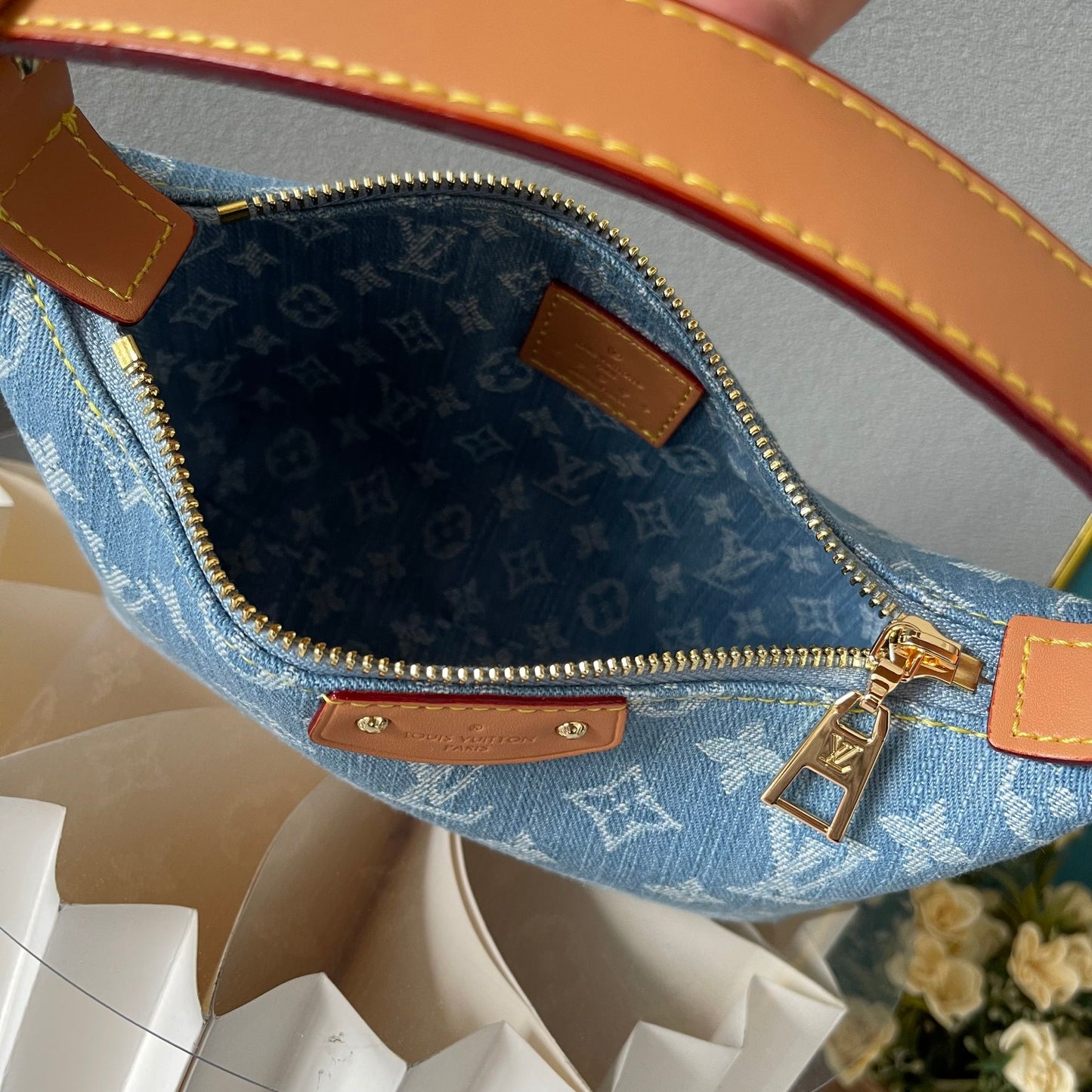 Light Blue Denim Curve Bag