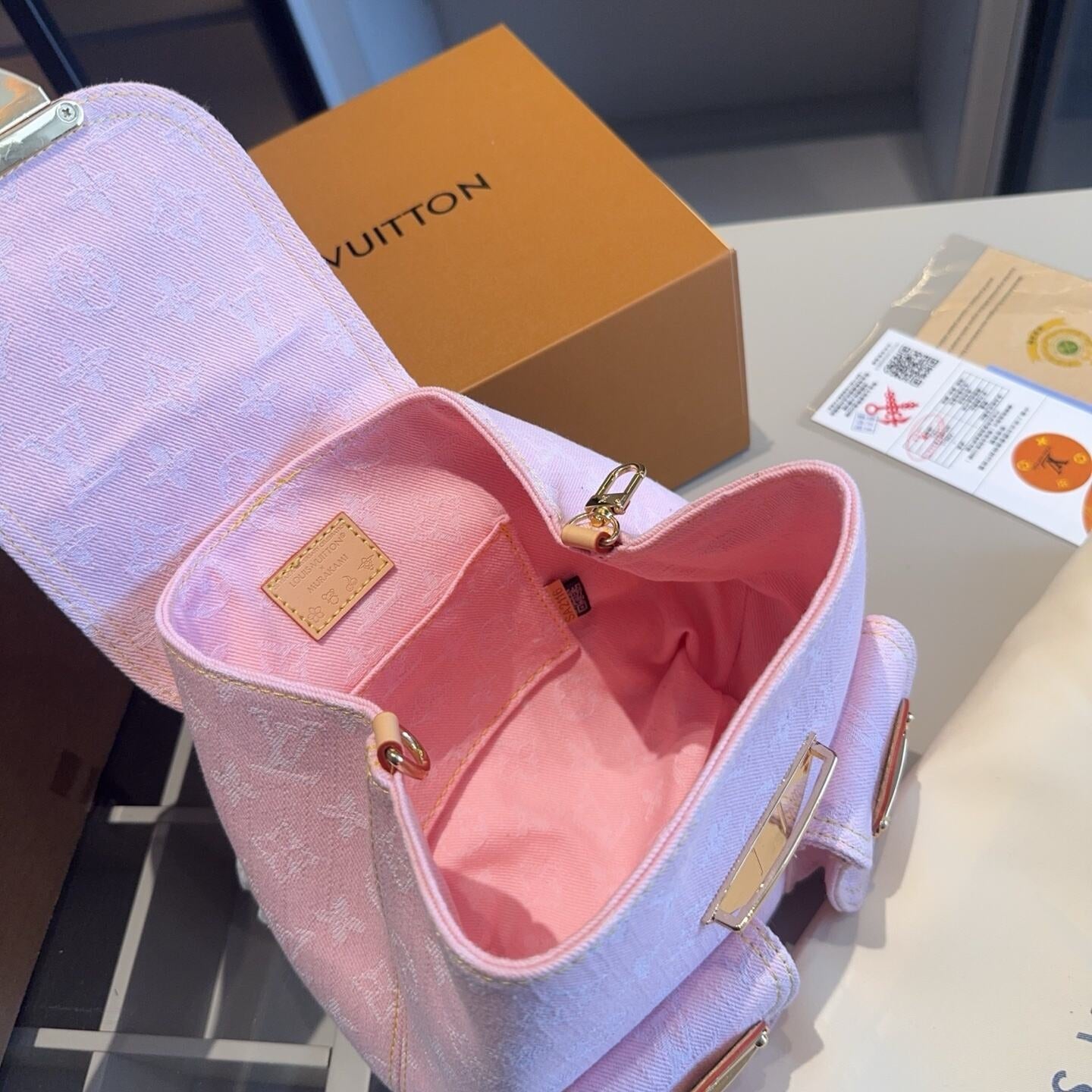 Pink Denim Anna Backpack