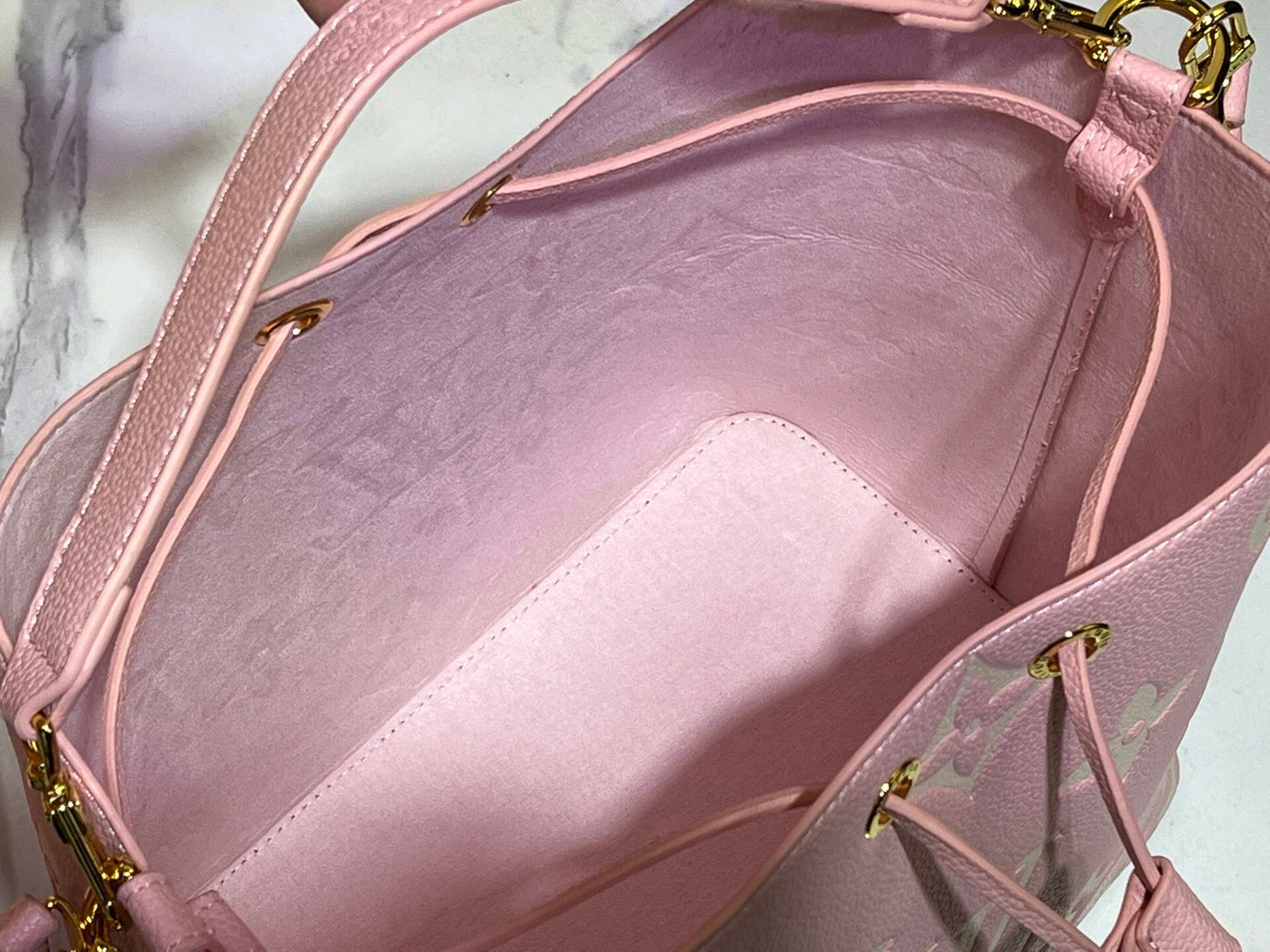 Pink/Cream Monogram Bucket Bag