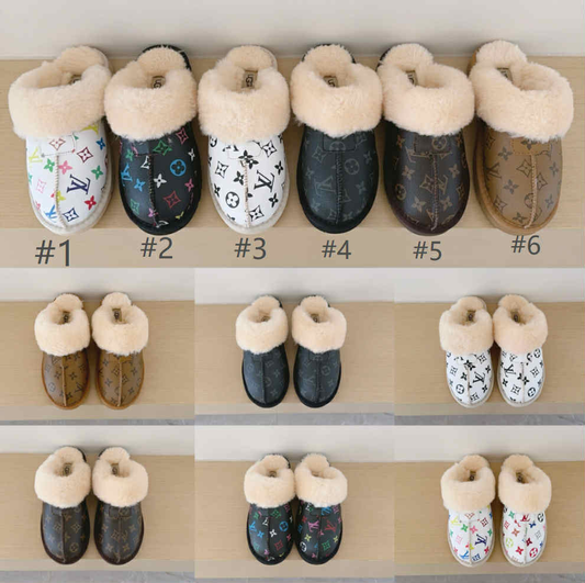 U G G Monogram Fluffy Suede Slipers