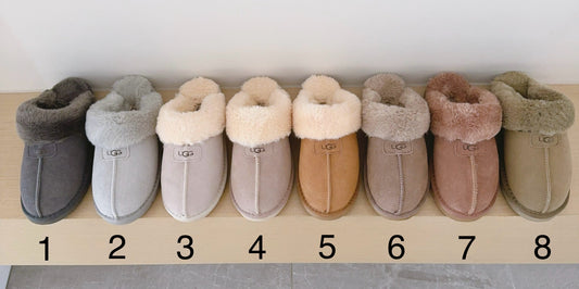 U G G Neutral Fluffy Suede Slipers