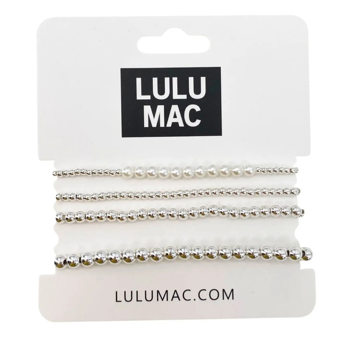 Lulu Mac Silver Pearl Bracelet Set
