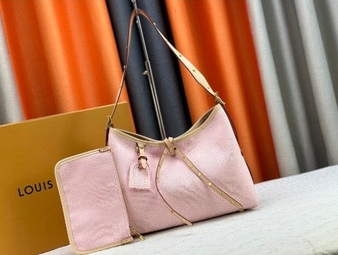 Pink Denim Signature Satchel Bag
