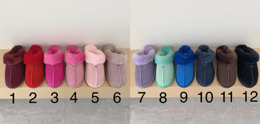 U G G Colorful Fluffy Suede Slipers