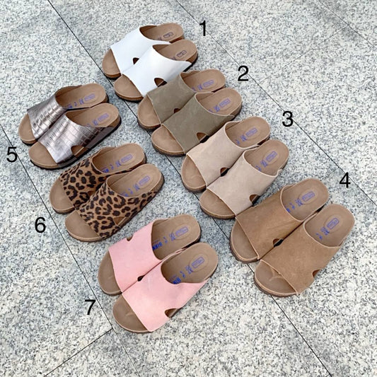 B K S Thick Suede Strap Sandals