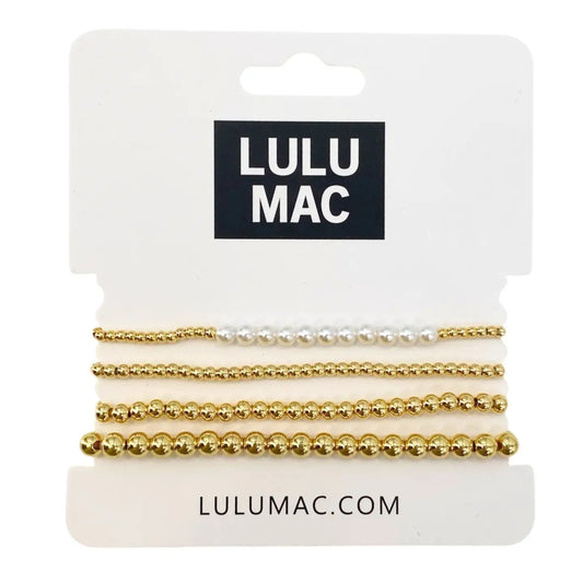 Lulu Mac Gold Pearl Bracelet Set