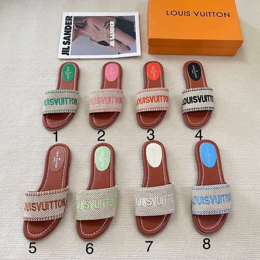 Monogram Flat Woven Letters Sandals