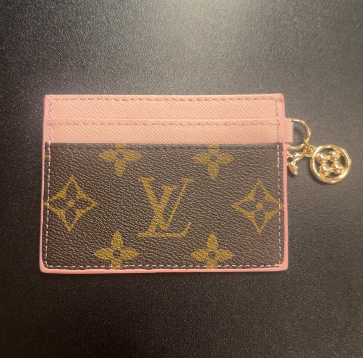 Brown Monogram/Pink Card Holder
