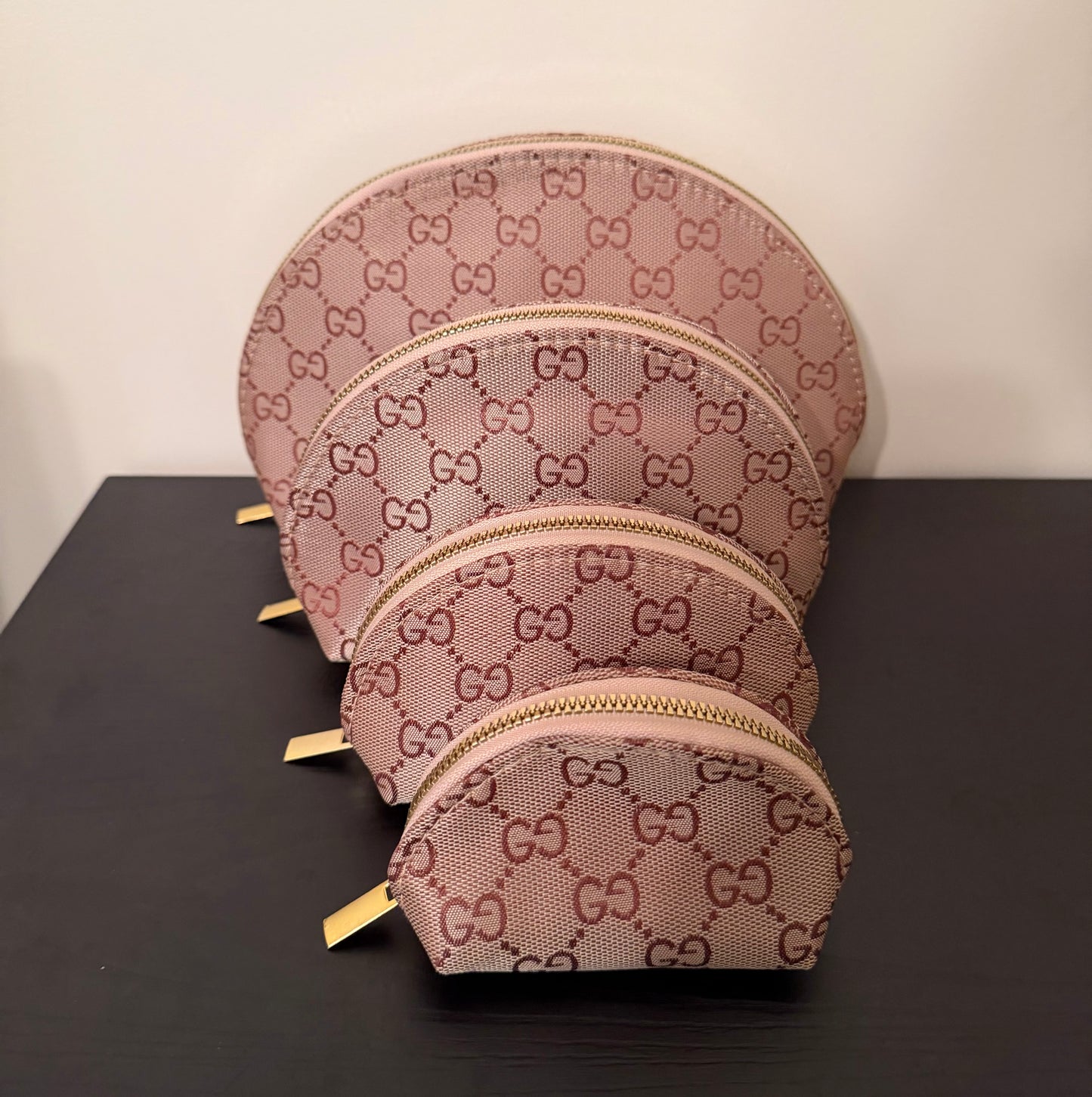 Double G Brown Makeup Pouch Set of 4