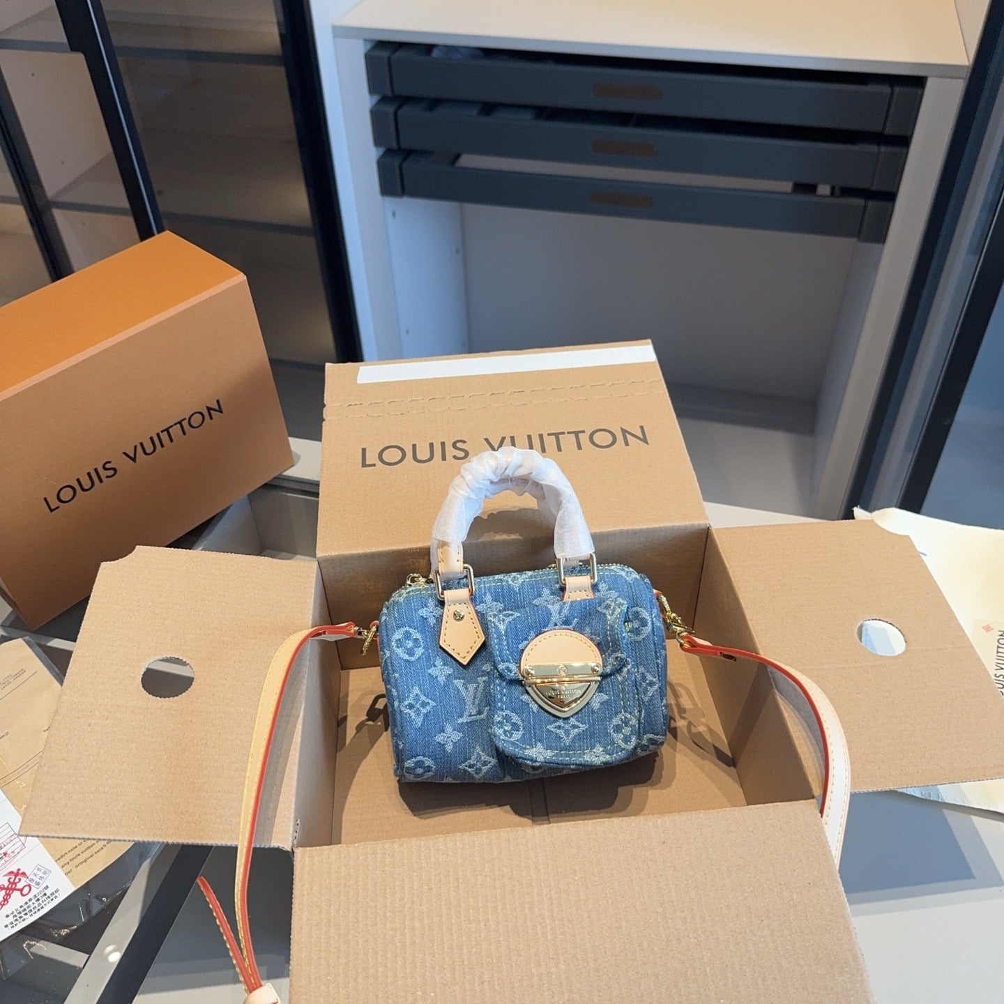 Blue Denim Mini Duffle Bag