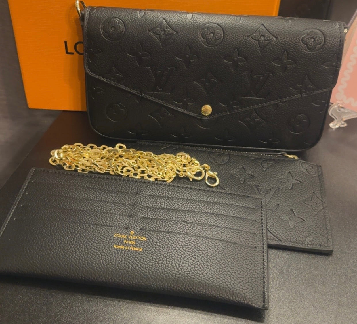 Black Monogram Wallet Bag (ONLY DUSTBAG INCLUDED)
