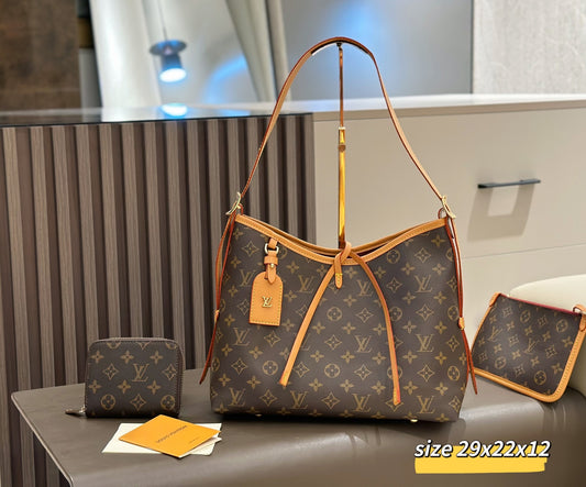 Brown Monogram Satchel Bag & Wallet Combination Set