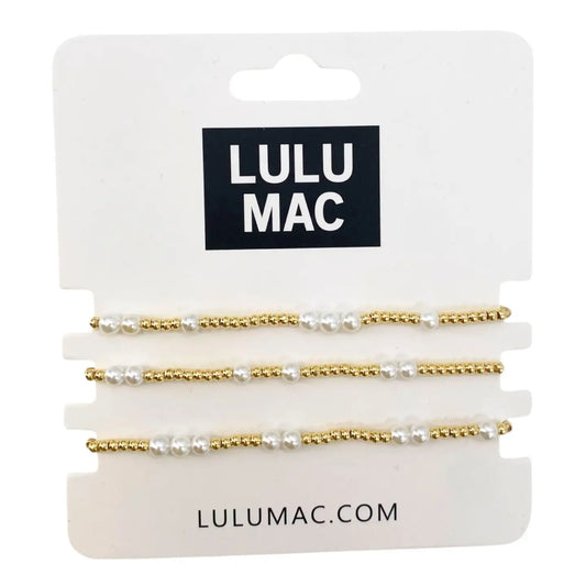 Lulu Mac Gold Mixed Pearl Bracelet Set