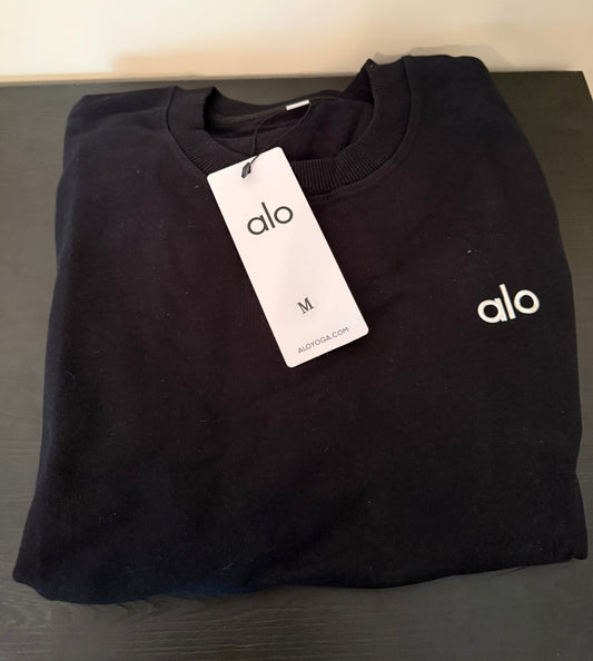 A L O Black Cotton Crewneck (M)