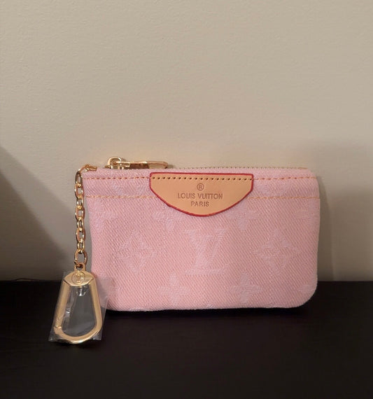 Light Pink Denim Monogram Key Pouch
