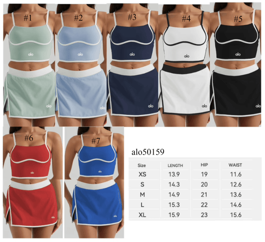 A L O Striped Tank Top/Skirt Sets