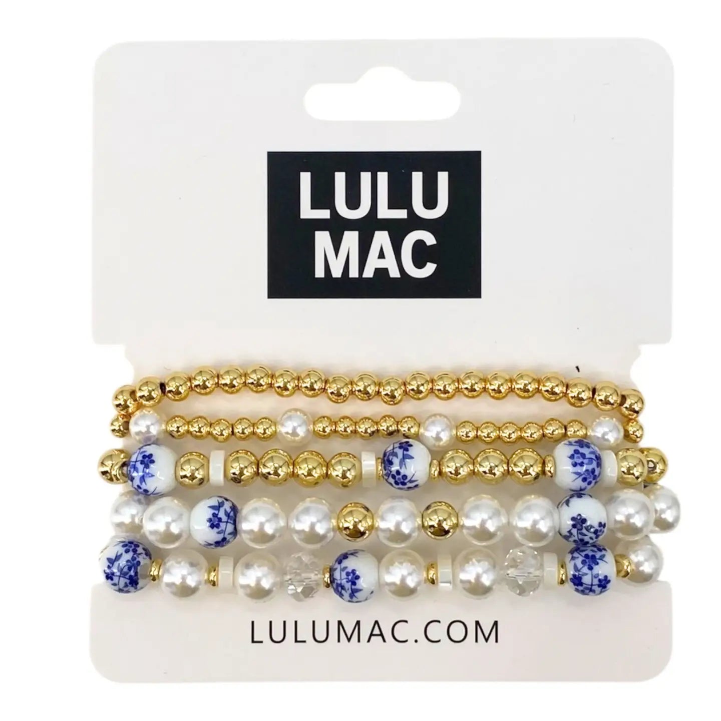 Lulu Mac Gold Blue Flower Bracelet Set