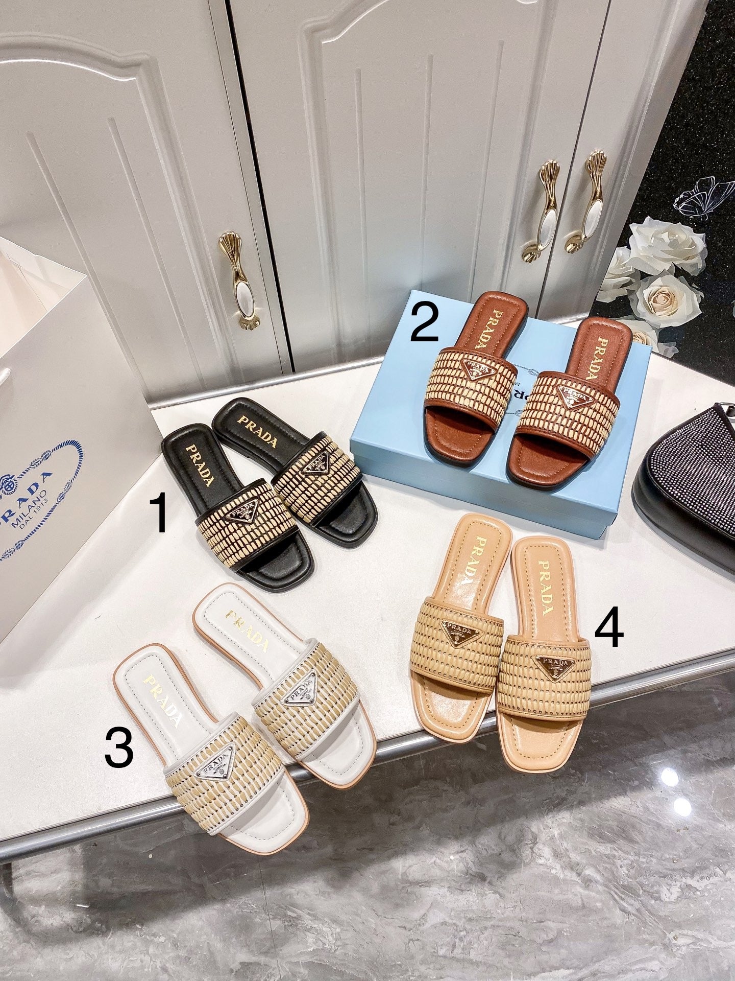 P A Flat Woven Sandals