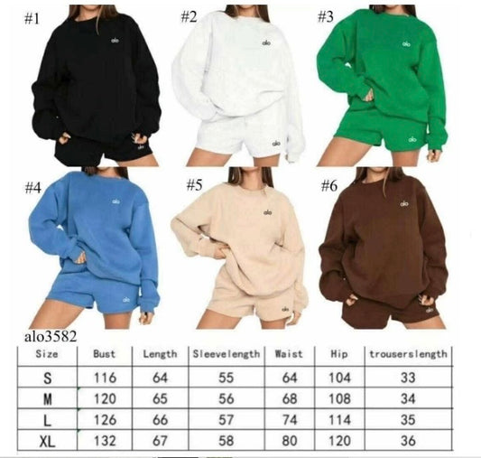 A L O Oversized Crewneck/Shorts Sets