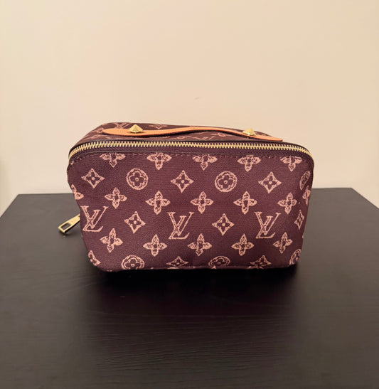 Brown Denim Monogram Toiletry Bag