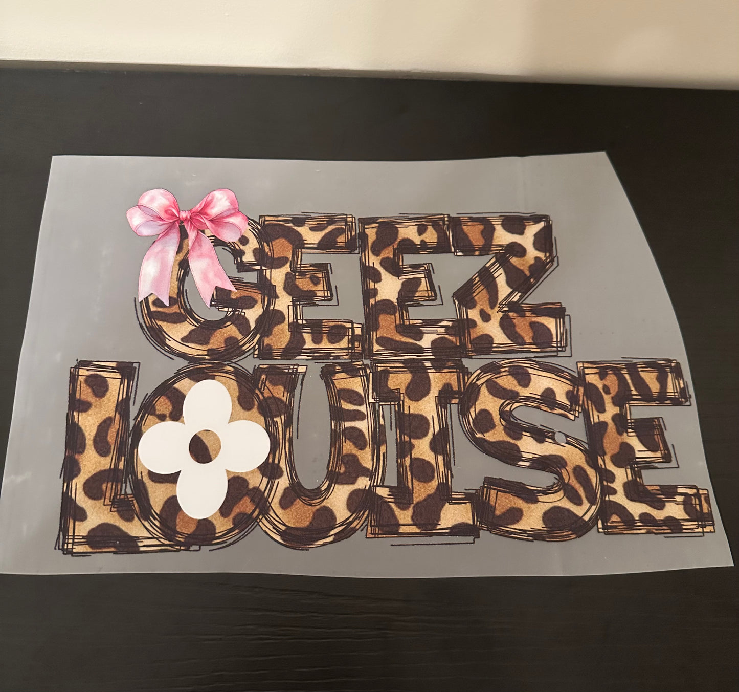 “Geez Louise” Leopard Print Graphic Tops