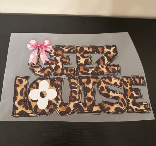 “Geez Louise” Leopard Print Graphic Tops